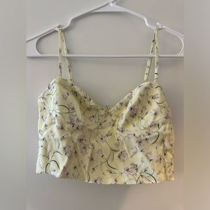 Aritzia Sunday Best cute yellow floral bustier crop top size XS NWOT